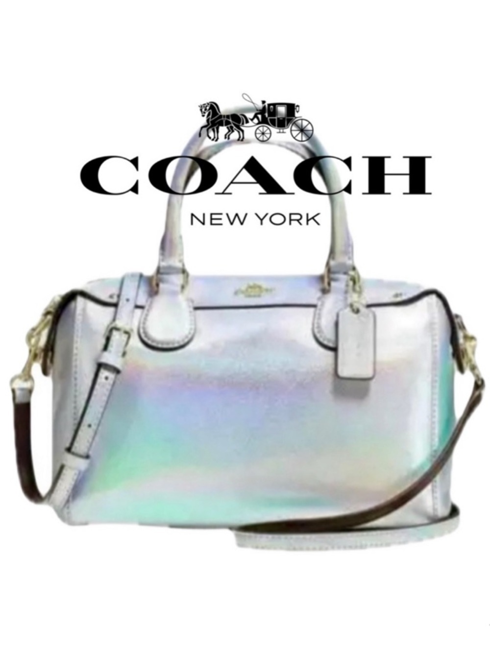 Coach Hologram Iridescent Silver Crossbody Rare 2015 F37597 Bennett Bag